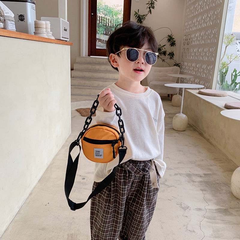 Túi Đeo Chéo Mini Hình Tròn Bằng Vải Bạt Thời Trang Hàn Quốc 2022 Phong Cách Đường Phố Mới Cho Bé Trai