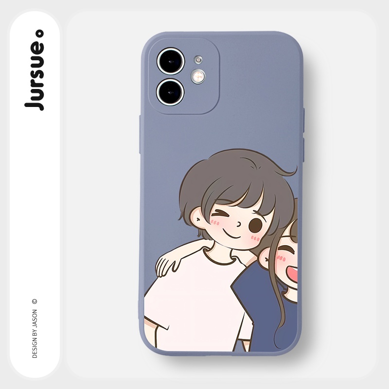 Ốp lưng JURSUE hoạt hình cặp đôi dễ thương đẹp Cho iPhone 14 13 12 11 Pro Max SE 2020 X XR XS 8 7 ip 6S 6 Plus kute Y2450