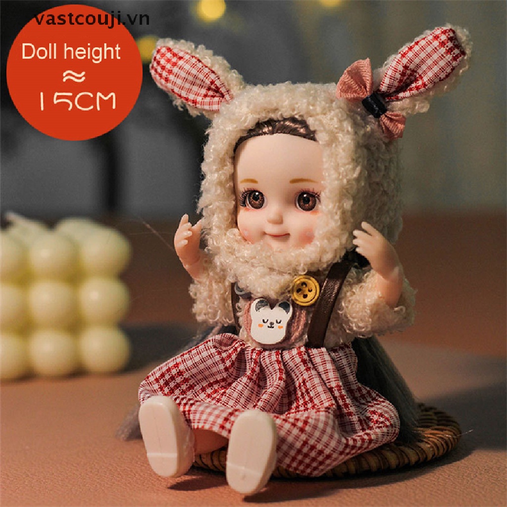 Búp Bê VASTJI Mặc Đồ Tai Thỏ 17CM Dễ Thương