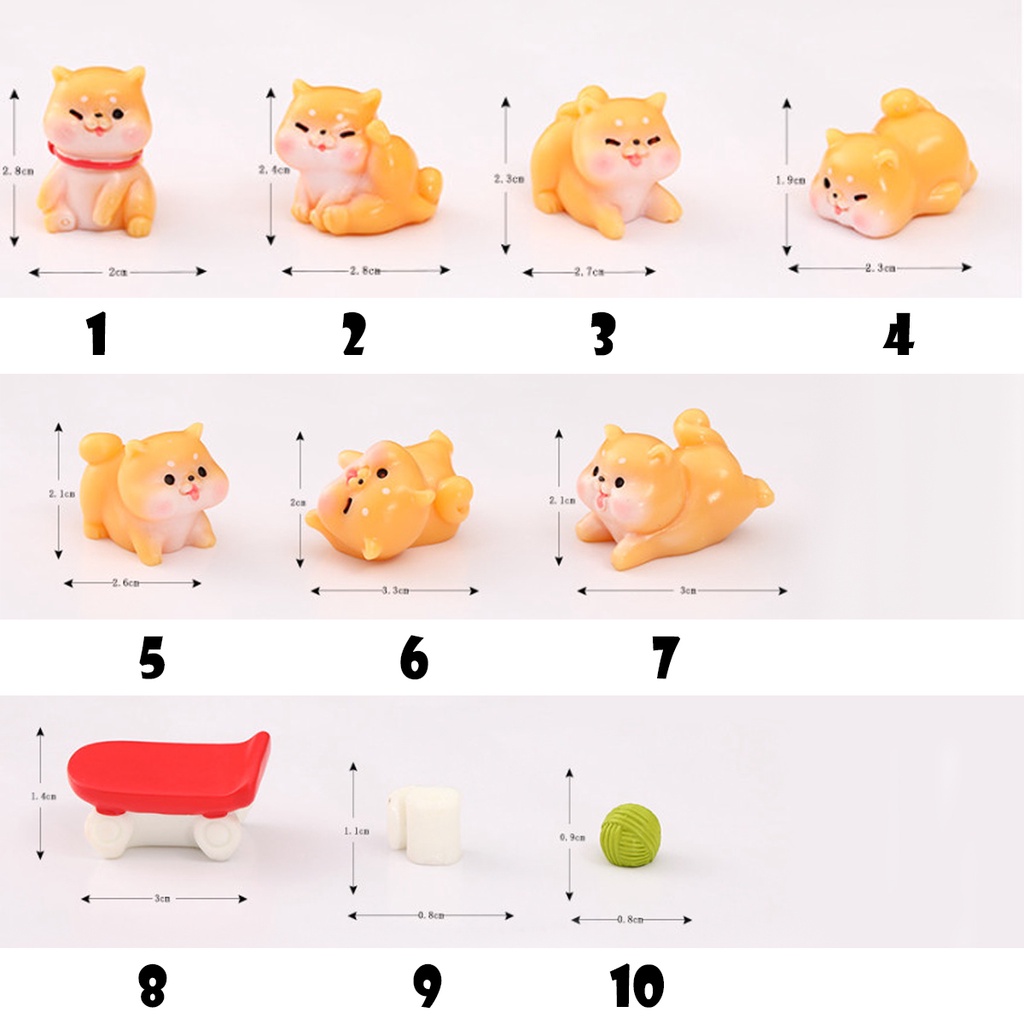 Decor bàn học chó shiba mini trang trí tiểu cảnh sân vườn