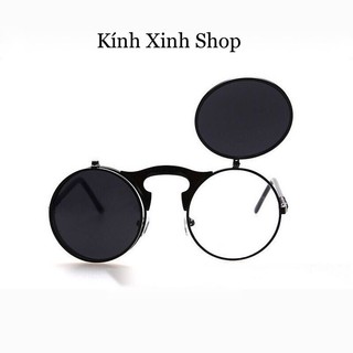 Kính râm Mắt tròn 2 lớp tròng thủy tinh cao cấp - Kính mát clip on