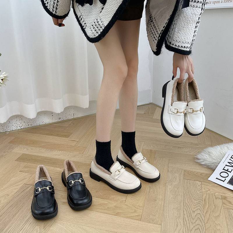 Giày Búp Bê Phối Lông Thú Thiết Kế Hợp Thời Trang Cho Phái Nữ