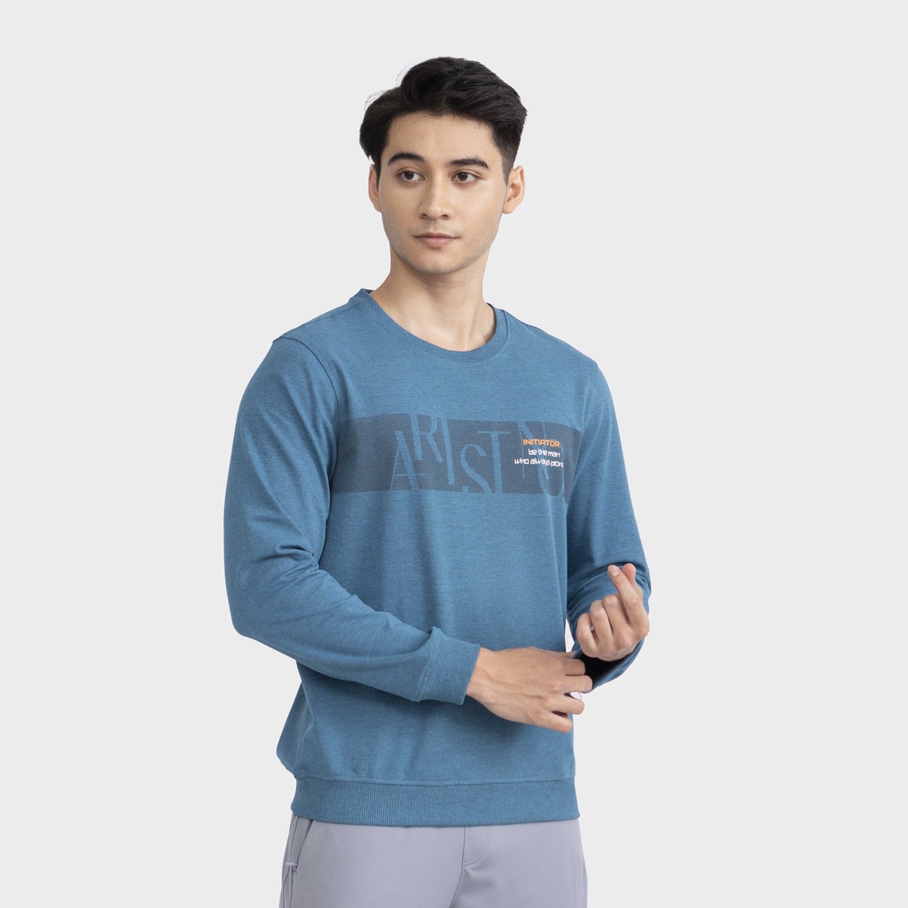 Áo nỉ nam dài tay bo gấu Aristino họa tiết in thân trước thời thượng, nam tính - ASW009W2