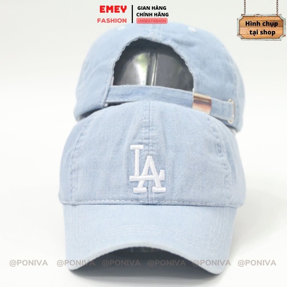Mũ lưỡi trai - Nón kết jean thêu chữ L.A chất vải bò cao cấp phong cách Ulzzang thời trang form unisex nam nữ