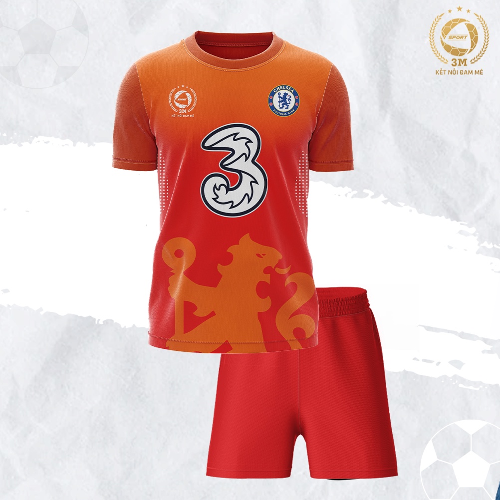 Bộ Bóng Đá Trẻ Em Chelsea Thun Lạnh Cao Cấp Màu Cam - 3 Miền Sport