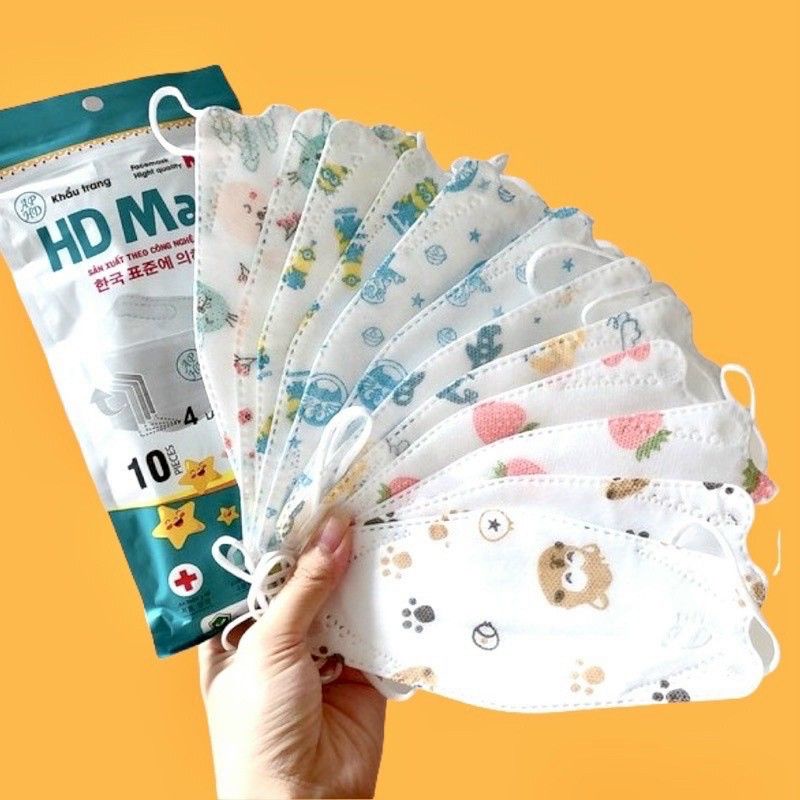 Túi 10 cái khẩu trang kf94 kid 4D trẻ em thương hiệu an phong