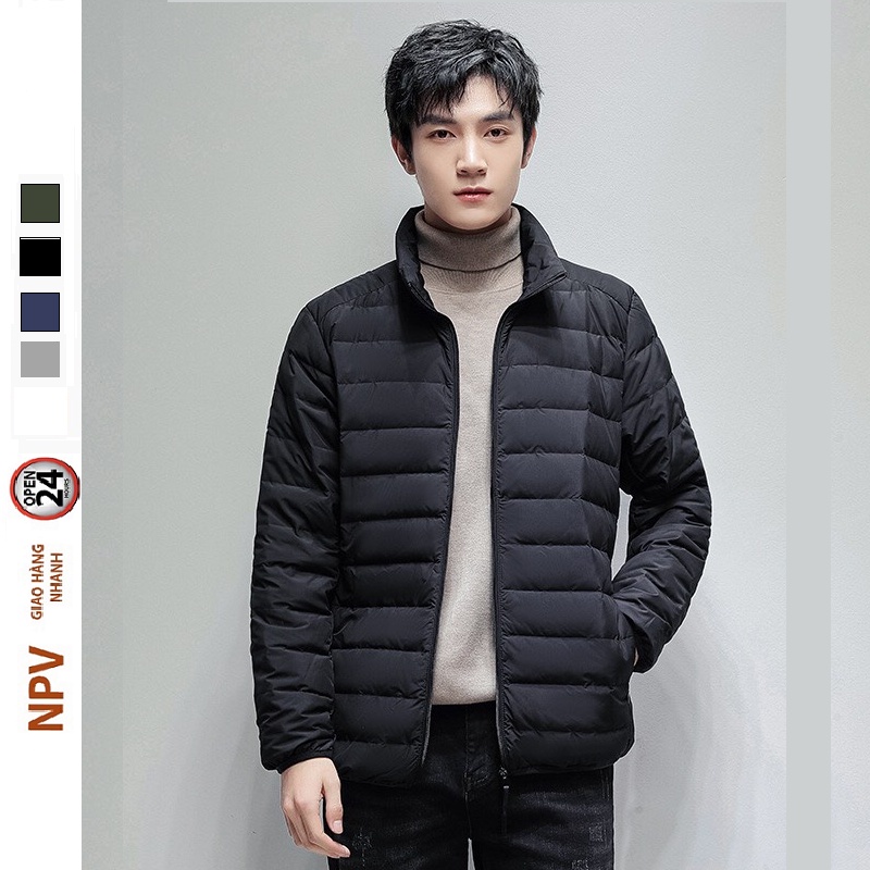 Áo phao nam lông vũ NPV siêu nhẹ, áo khoác nam giữ nhiệt cản mưa cản gió cao cấp năng động mặc ấm 4 màu