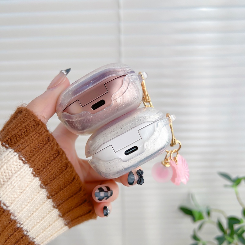 Vỏ bảo vệ hộp sạc tai nghe trong suốt lấp lánh kim tuyến hình bướm cho Samsung Galaxy Buds 2 / Buds Live / Buds FE / Buds2 Pro / Buds Pro