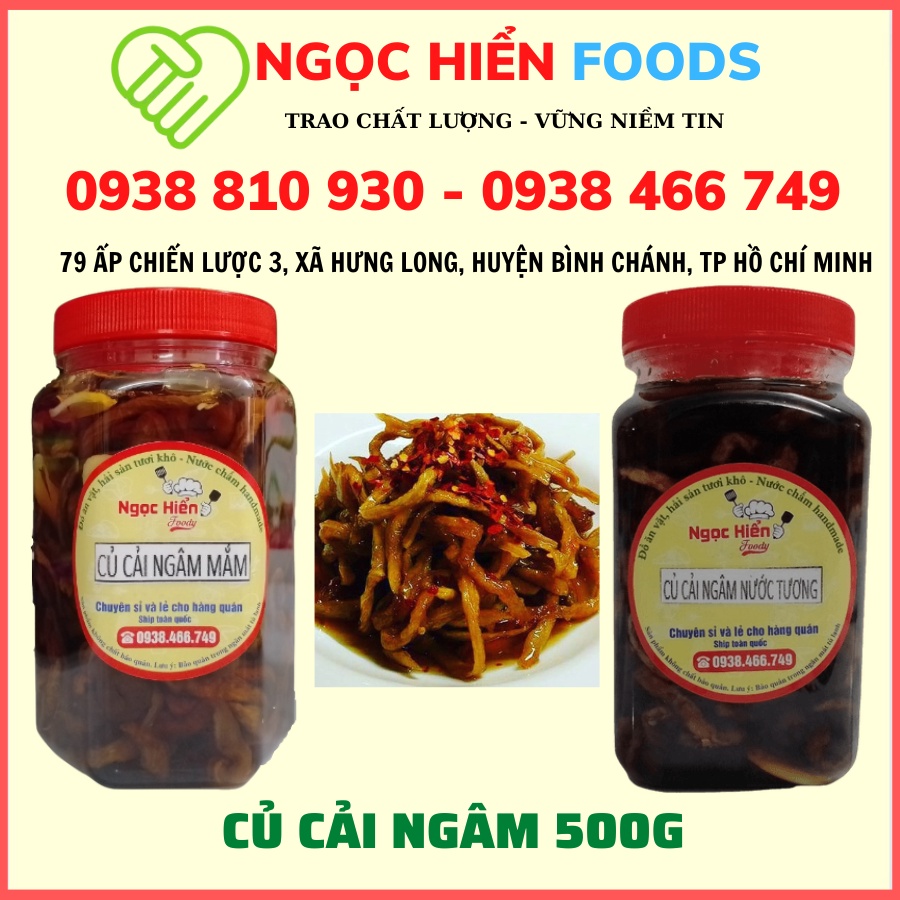 Củ cải ngâm nước mắm, củ cải ngâm nước tương tỏi ớt, dưa món ngâm nước mắm 1 hủ 500g, NGỌC HIỂN FOODS