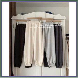Quần jogger nữ nỉ ống rộng bo gấu nhung tăm
