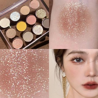 Bảng phấn mắt 12 màu tông đất lấp lánh và lì trang điểm lâu trôi