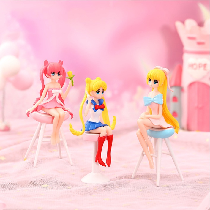 Tiểu cảnh terrarium bé gái ngồi ghế trang trí tiểu cảnh mô hình