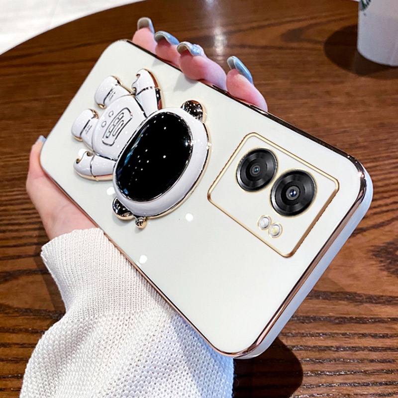 ốp lưng Giá đỡ phi hành gia mạ vàng sang trọng Giá đỡ tích hợp Vỏ mềm Tương thích với Cho OPPO K10 PRO K9 K9S PRO K9PRO K10PRO K5 K3 Ốp silicon TPU màu trơn đơn giản case