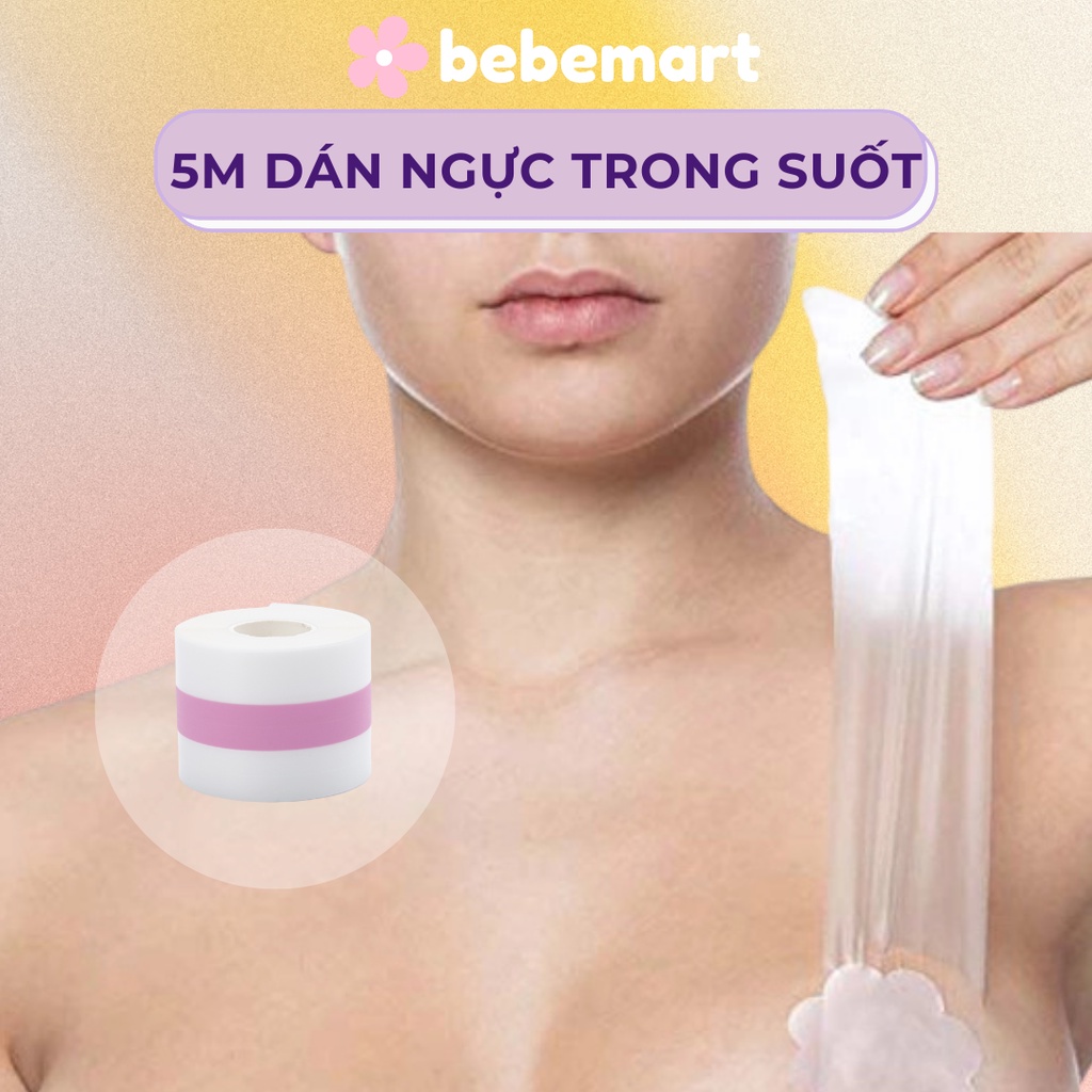 Cuộn Băng Keo Dán Ngực Chống Nước, Nâng Ngực Trong Suốt BEBE CHIC Dài 5 Mét