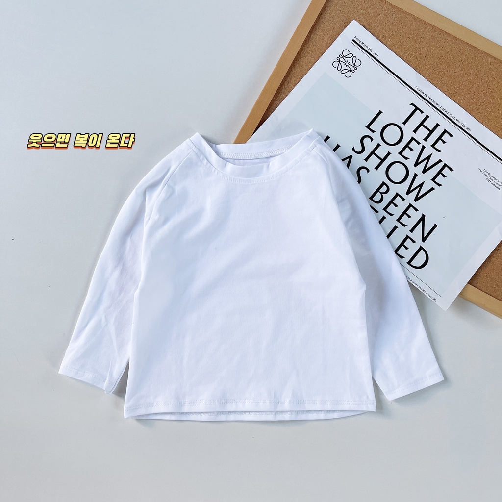 Áo Dài Tay Cotton Trơn Cực Đẹp Cho Bé Trai - Bé Gái, Thời Trang Thu Đông Cho Bé Từ 7-27kg MINKYSUN