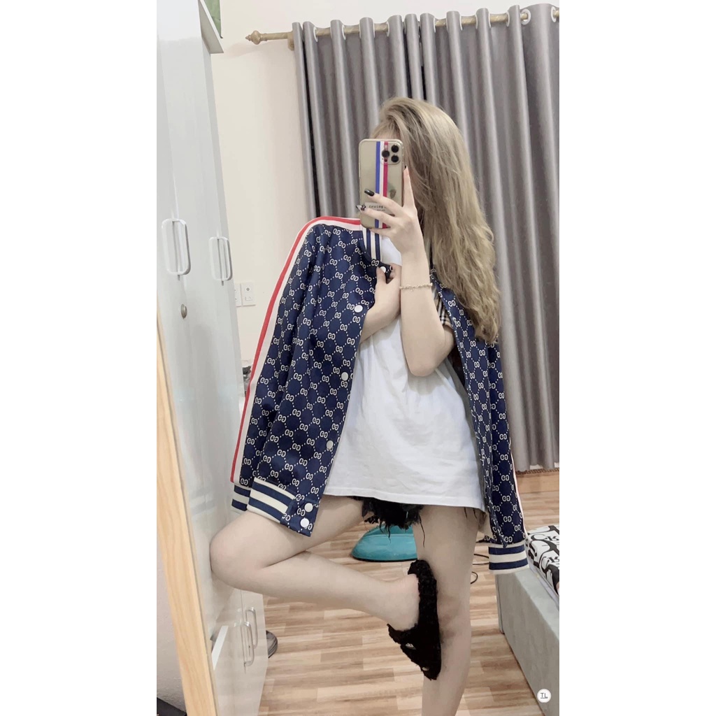 Áo Khoác Bomber Nam Nữ Dập Vân GG  Siêu hot