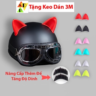 Hình ảnh Tai mèo gắn trang trí mũ bảo hiểm nữa đầu và nón bảo hiểm 3/4 siêu xinh nhiều màu độc lạ,nhiều màu