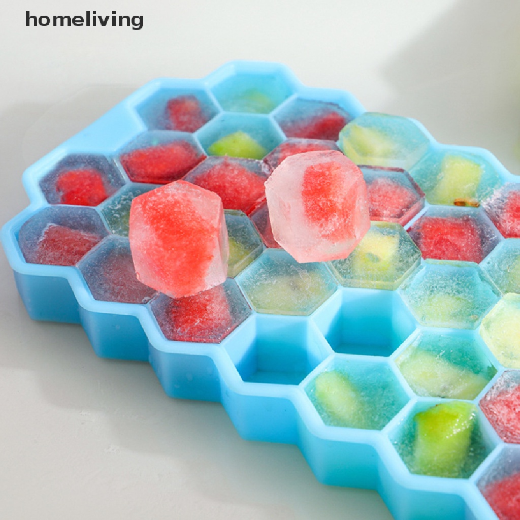 Khuôn Silicone Làm Đá Viên Hình Tổ Ong Có Nắp Đậy DIY