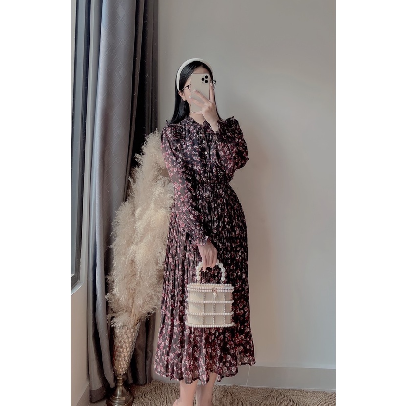 ĐẦM VINTAGE HOA NHÍ XẾP LI - VIN 01