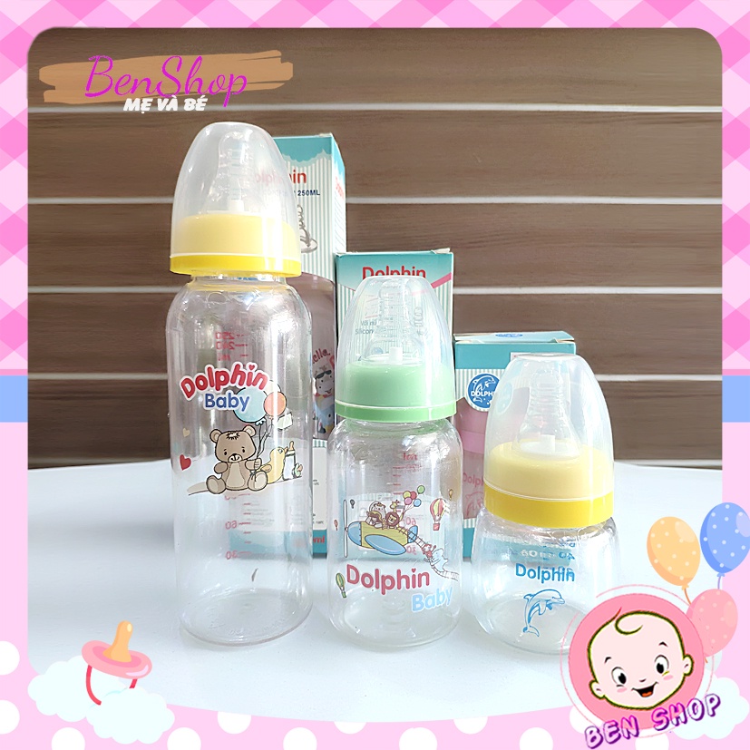 Bình sữa cổ hẹp Dolphin (60ml, 120ml, 250ml)