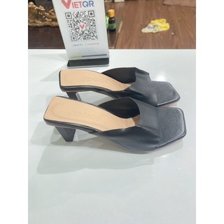 Ảnh tự chụp Cao gót đen mũi vuông đế 5cm mẫu mới