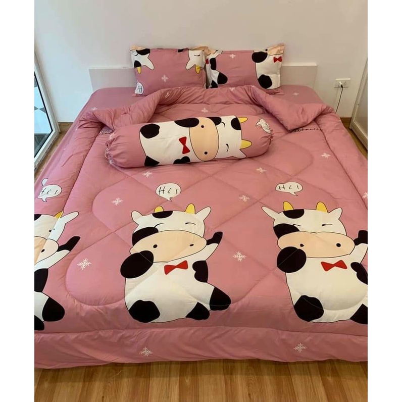 (Hàng loại 1) ✨ Chăn Phao Trần Bông Cotton Poly Mẫu Mickey Xanh  Dày Dặn Chuẩn Y Ảnh Kích Thước 1,8m x 2m