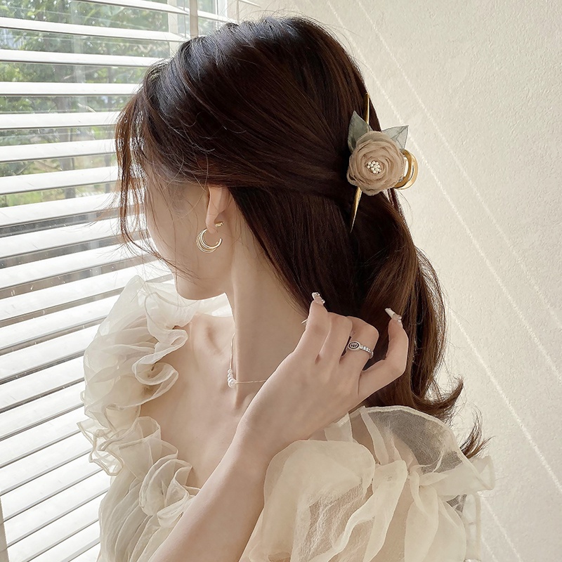 Kẹp Tóc Hình Cá Mập Phối Lưới Hoa Xinh Xắn Thời Trang Mùa Hè Cho Nữ