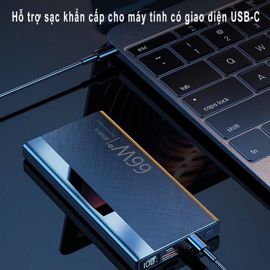 Pin sạc dự phòng siêu nhanh 66W, dung lượng lớn 20000mAh 30000mAh 50000mAh 3 đầu ra cáp Type-C, Sạc Nhanh PD20W