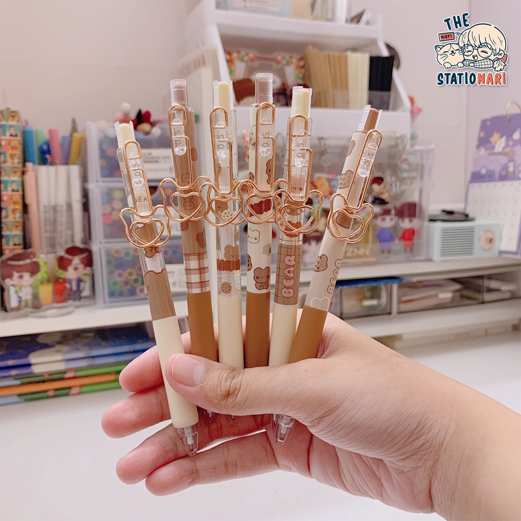 Bút bấm gel đen ngòi 0.5mm Inmorning Bear