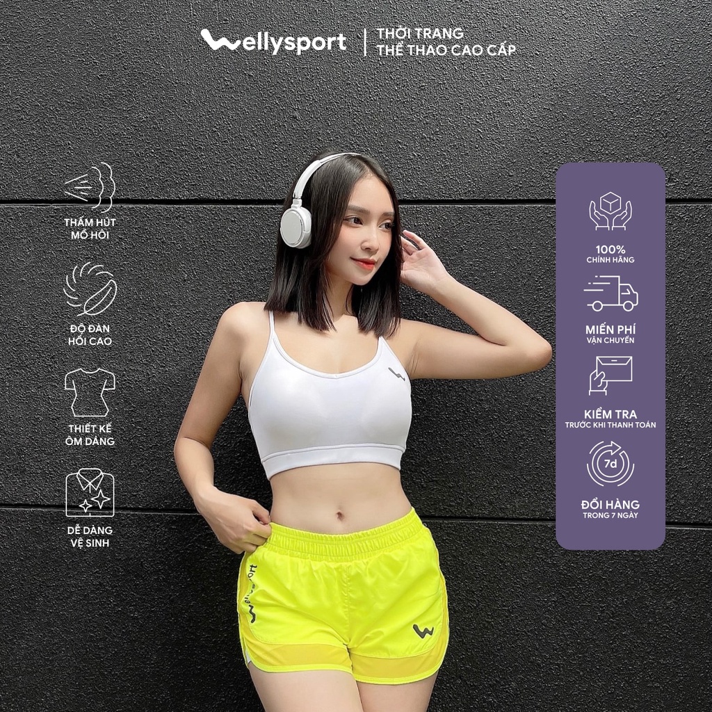 Quần Short Nữ, Tập Gym, Chạy Bộ, Màu Xanh, Welly Sport, Mã QSNX