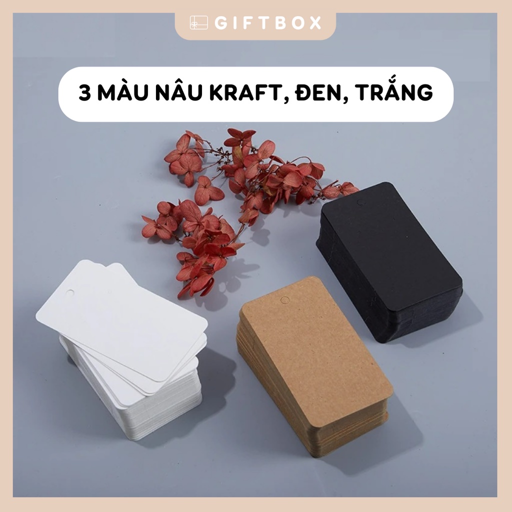 Tag giấy thẻ giấy vintage từ bìa kraft dày dặn có lỗ treo kèm dây gai trang trí quà tặng sinh nhật giáng sinh ngày lễ