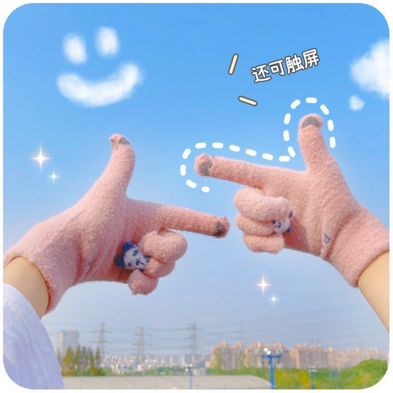 Găng tay len nữ, Bao tay nữ giữ ấm mùa đông dày dặn co giãn tốt đi xe máy tiện lợi