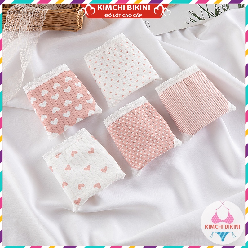 Quần nhỏ nữ cotton cute dễ thương KIMCHIBIKINI silit nữ viền ren mềm mại thoáng mát hàng quảng châu QL004