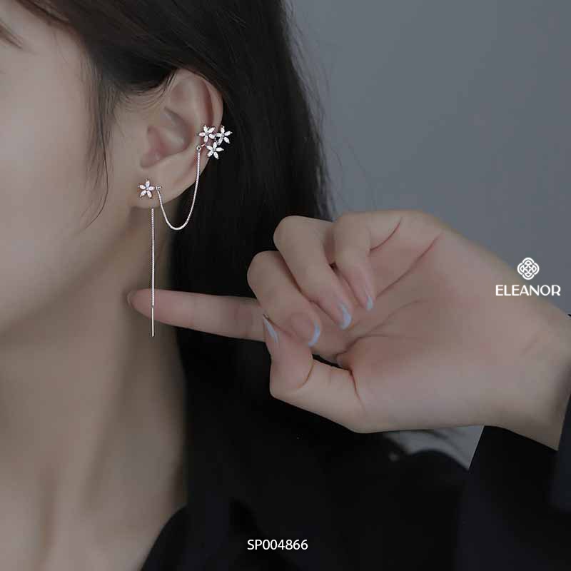 Bông tai nữ gắn vành Eleanor Accessories phụ kiện trang sức đính đá hình bông hoa năm cánh (một chiếc) 4866