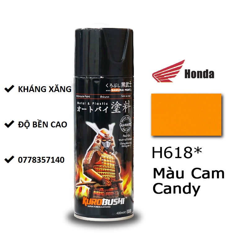 H618 Sơn xịt Samurai MÀU CAM CANDY