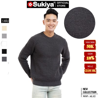 Áo len nam cổ tròn SUKIYA chất dày dặn đẹp không phai không xù AL10