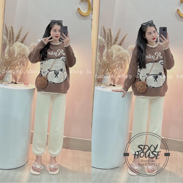 Set nỉ thu đông - bộ nỉ gấu kèm túi gấu sang chảnh B09 SEXYHOUSE