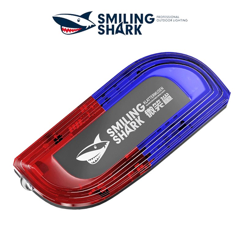 SmilingShark 009 Đèn cảnh báo ban đêm nhấp nháy màu xanh dương và đỏ ở vai với kẹp bút khẩn cấp tín hiệu chạy xe đạp