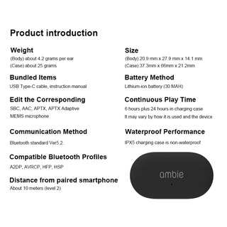 Tai Nghe Nhét Tai Bluetooth Không Dây Chống Thấm Nước IPX5 Ambie