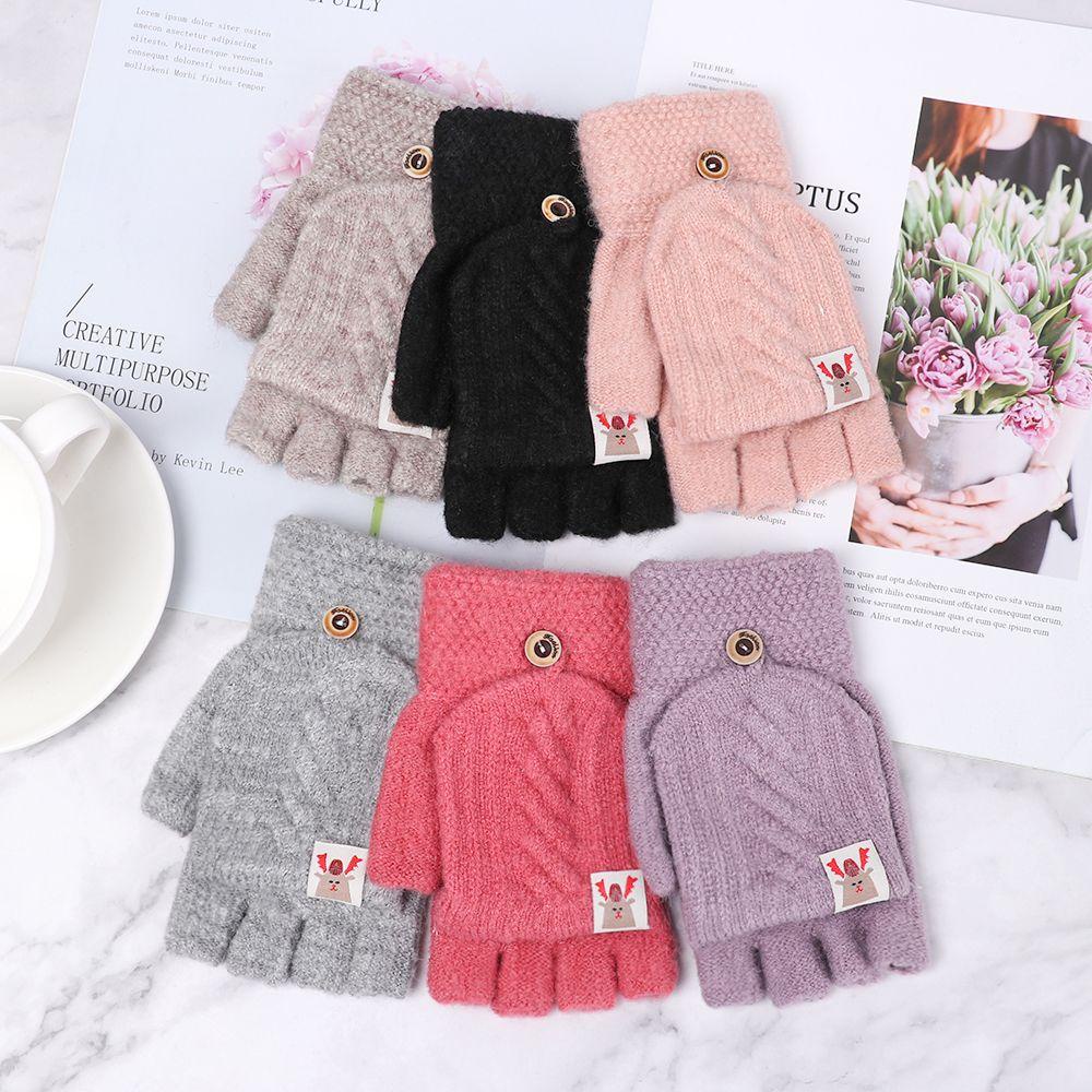 Găng Tay Dệt Kim Mềm Mại Giữ Ấm Ngón Tay Cho Nam Nữ