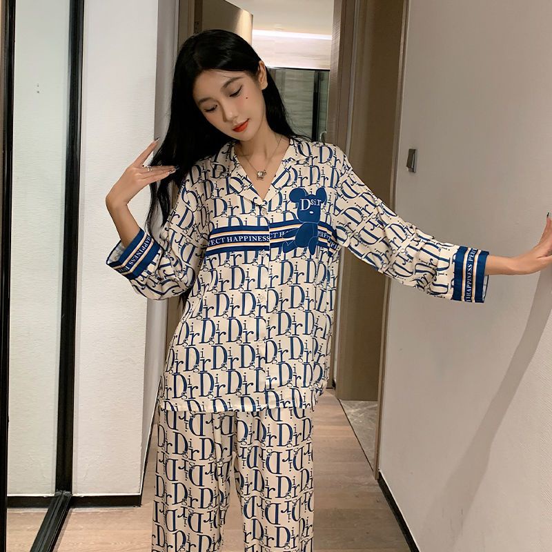 Bộ Đồ Ngủ Dài Tay Bằng Lụa Mát Thời Trang Mùa Đông Giản Dị Dành Cho Nam