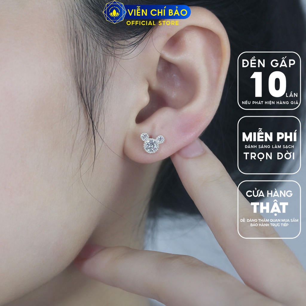 Bông tai chuột Mic.key đính đá chất liệu bạc 925 thời trang phụ kiện trang sức Viễn Chí Bảo B400215