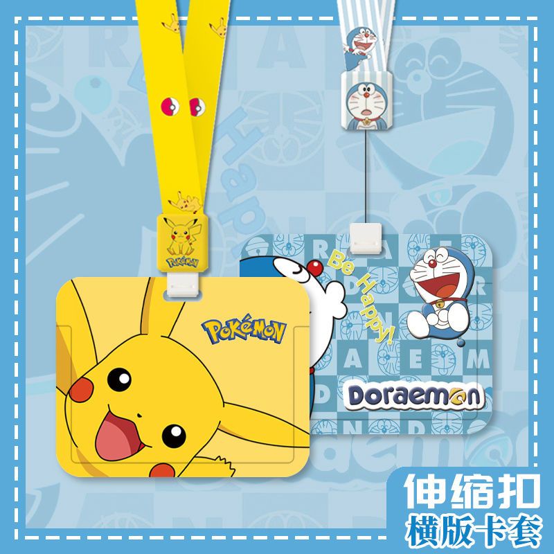 Ví Đựng Thẻ Tín Dụng / Thẻ ID / Thẻ Sinh Viên Đa Năng Hình Doraemon / Pikachu Có Thể Thu Gọn Phiên Bản Ngang Dễ Dàng