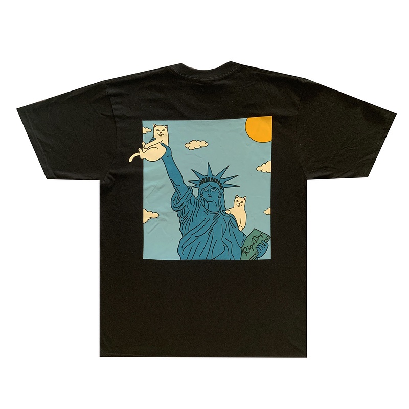 Ripndip Áo Thun Ngắn Tay Cổ Tròn Dáng Rộng In Hình Mèo Cá Tính Dành Cho Nữ Và Nam