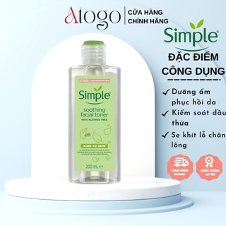 Nước hoa hồng simple dành cho da nhạy cảm 200ml