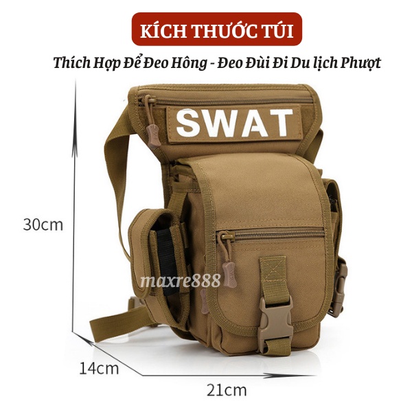 Túi Đeo Hông, Đeo Đùi Vải Bố Bền Đẹp Chống Thấm Nước Đi Phượt Dã Ngoại Tiện Lợi Phong Cách Người Lính