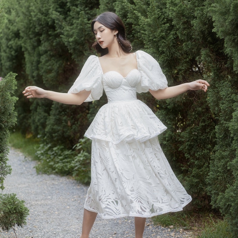 BEL ANGE - Đầm cúp ngực tay phồng phong cách tiểu thư Bella Dress