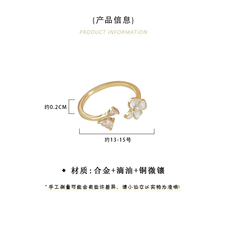 Nhẫn Hở Mạ Vàng Hình Hoa Đính Đá Zircon Ngọc Trai Thời Trang Cho Nữ