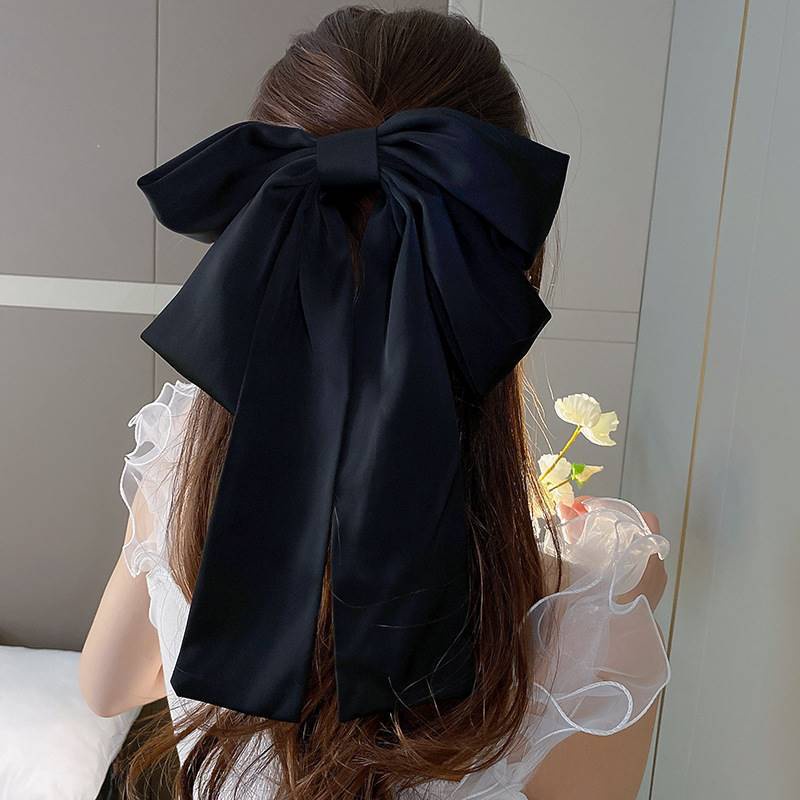 Kẹp Tóc Nơ Vải satin Cao Cấp Đính Tua Rua Phong Cách retro Dành Cho Nữ