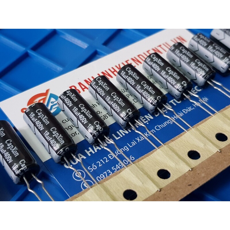 [ Combo 15 chiếc ] Tụ hóa Capxon 18uf 400v kích thước 8x20mm